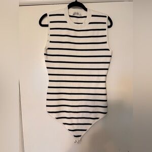 Abercrombie & Fitch Black and White Striped Bodysuit